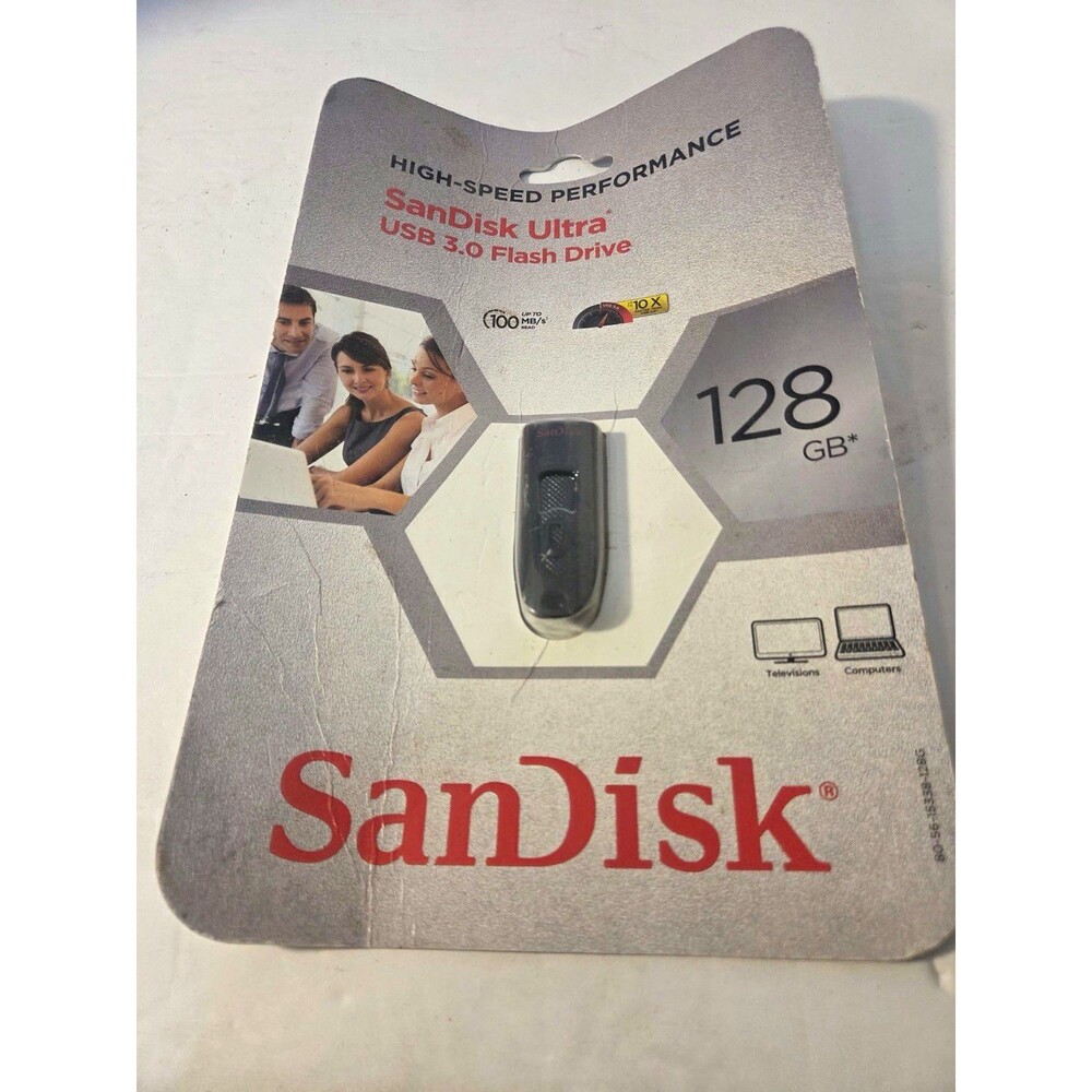 SanDisk Ultra 128GB USB 3.0 Flash Drive USB-A Black High Speed Password